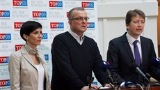 P�edseda TOP 09 Miroslav Kalousek, �éf pra�ské organizace Ji�í Koubek a...