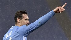 Miroslav Klose z Lazia slaví svůj gól proti Galatasarayi.