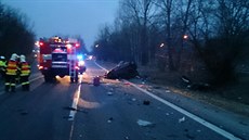 Na silnici I/55 na Hodonínsku se srazilo osobní auto s kamionem.