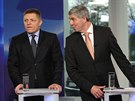 Televizní debata ped slovenskými parlamentními volbami. Vlevo premiér Robert...