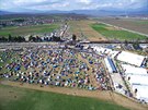 Stanové msteko benc u vsi Idomeni na ecko-makedonské hranici (3. bezna...