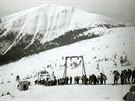 Zaátky lyování na Chopku