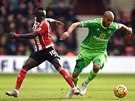 Younes Kaboul ze Sunderlandu obeel ofenzivního záloníka Southamptonu Sadia...
