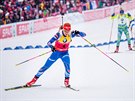BOJ NA TRATI. Gabriela Soukalová ve stíhacím závodu na mistrovství svta v Oslu.