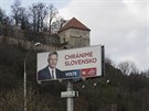 Billboard Roberta Fica v blízkosti Bratislavského hradu. (4.3.2016)
