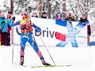 Gabriela Soukalová na trati sprintu na mistrovství svta v biatlonu v Oslu.