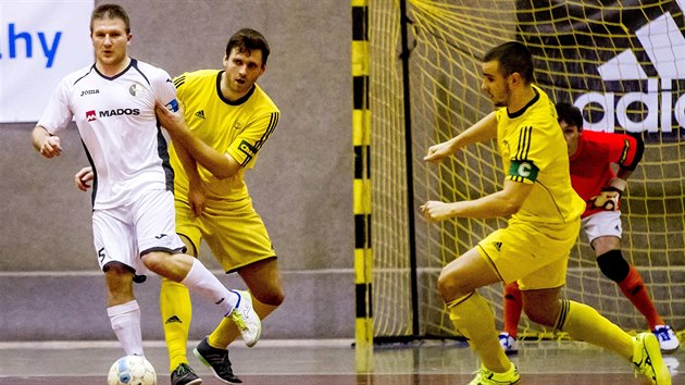 Momentka z futsalovho utkn Vysok Mto (lut) vs Hradec.