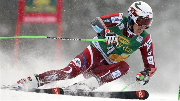 Henrik Kristoffersen v obm slalomu v Kranjsk Goe