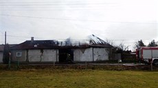 Požár domu v Újezdci na Jindřichohradecku.