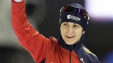 Martina Sáblíková se usmívá po závodu na 500 metr v Berlín