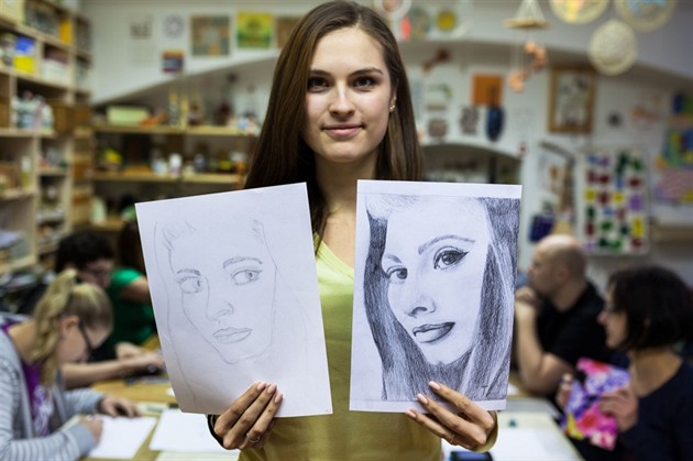 Kreslířský výtvor před a po absolvování kurzu.