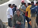 Migranti v táboe Afghanian Hills na Lesbu. (8. bezna 2016)
