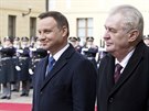 Prezident Milo Zeman pivítal 15. bezna na Praském hrad polského prezidenta...