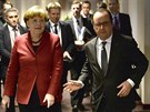 Nmecká kancléka Angela Merkelová a francouzský prezident François Hollande...