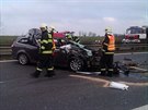U Rozvadovsk spojky na 1 km dlnice D5 dolo k vn nehod osobnho auta s...