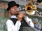 Trombonista Milan Rusn�k p�i koncertu na Beskydsk�ch rekordech ve Fr�dku-M�stku.