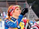 Gabriela Soukalová bhem sprintu Svtového poháru v ruském Chanty-Mansijsku