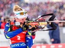 STOJKA. Marie Dorinová Habertová stílí bhem závodu s hromadným startem na MS...