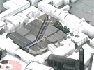 Tak vypadal poslední návrh obchodního centra vedle Horního námstí,vlevo dole...
