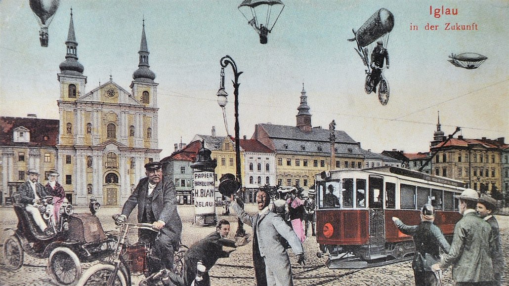 Tak si p�edstavovali Jihlavu budoucnosti vydavatelé pohlednic p�ed sto lety �...