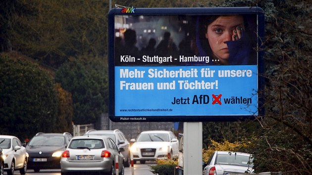 Vt bezpe pro nae eny a dcery. Billboard AfD  v Neuwiedu ve spolkov zemi Porn-Falc (1. bezna 2016)