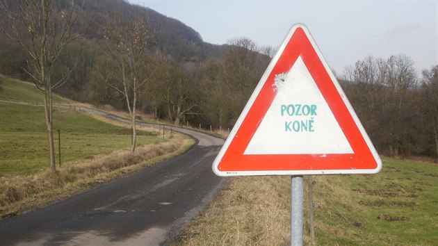 Příklad značky varující před zvěří, která se objevila v Česku.