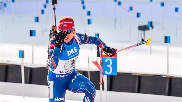 Gabriela Soukalov na stelnici pi zvod tafet na MS v Oslu.