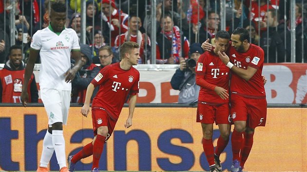 Radost fotbalist Bayernu Mnichov po tref do st Brm