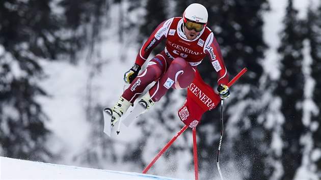 Kjetil Jansrud na trati superobho slalomu v Kvitfjellu.