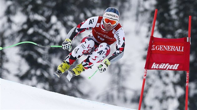 Vincent Kriechmayr na trati superobho slalomu v Kvitfjellu.