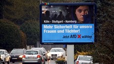 Větší bezpečí pro naše ženy a dcery. Billboard AfD  v Neuwiedu ve spolkové zemi...
