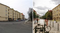 Souasný a plánovaný vzhled po rekonstrukci Táborské ulice v Praze.