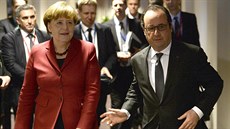 N�mecká kanclé�ka Angela Merkelová a francouzský prezident François Hollande...