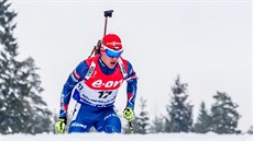 eský biatlonista Michal Krmá na trati vytrvalostního závodu na MS v Oslu.