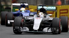 Lewis Hamilton v kvalifikaci na Velku cenu Austrálie formule 1.