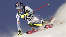 Americká lyaka Mikaela Shiffrinová ve slalomu ve Svatém Moici.