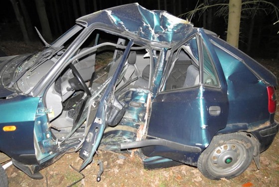 Střet auta se stromem byl tak silný, že řidič zemřel na místě.