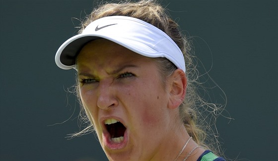 Viktoria Azarenková a její radost ve finále turnaje v Indian Wells