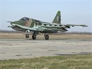 Ruský stroj SU-25 po návratu ze Sýrie na základnu v Krasnodaru (16. bezna 2016)