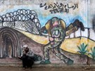Grafiti oslavující Hamas v pásmu Gazy (28. března 2016)