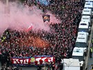 Pochod fanouk fotbalovho klubu Slavia na derby praskch S (20. bezna...