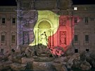 Belgické barvy se objevily i na fontán di Trevi v ím. (22. bezna 2016)