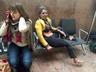 Zranní po výbuchu na bruselském letiti. (22. bezna 2016)