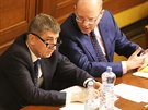 Ministr financí Andrej Babiš (ANO) a premiér Bohuslav Sobotka (ČSSD) se spolu...