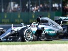Lewis Hamilton z Mercedesu ve Velké cen Austrálie formule 1.
