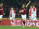 JE TAM! Sparťanský kapitán David Lafata slaví gól proti Slavii.