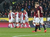 Slávistická radost po trefě Milana Škody v derby