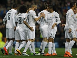 Radost fotbalist Realu Madrid po tref proti Seville