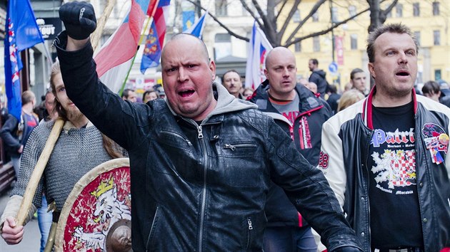 Policist zashli pi demonstraci v Praze (26. bezna 2016).