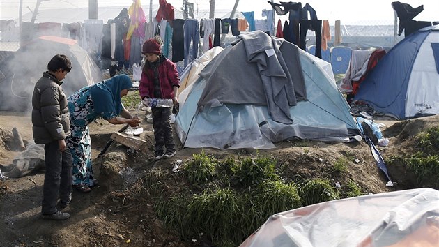 Benci na ecko-makedonskch hranicch v Idomeni (21. bezna 2016).